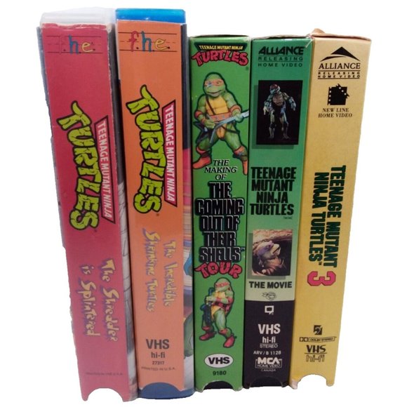 5 Teenage Mutant Ninja Turtles VHS Video Lot 80s Shredder Shrinking Turtles - Picture 1 of 12